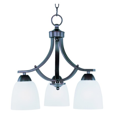 Maxim Three Light Oil Rubbed Bronze Frosted Glass Down Chandelier 11223FTOI